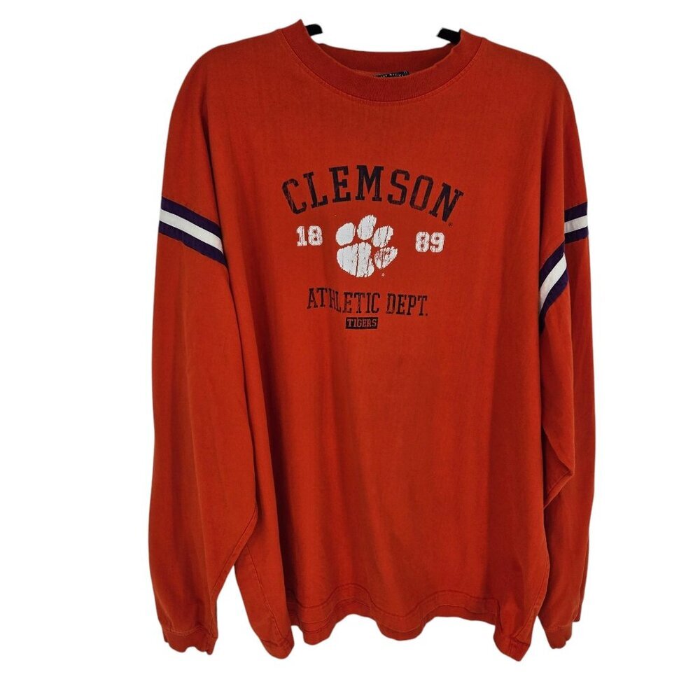 J america XL Orange Purple Clemson Tigers 1889 graphic long sleeve cotton
